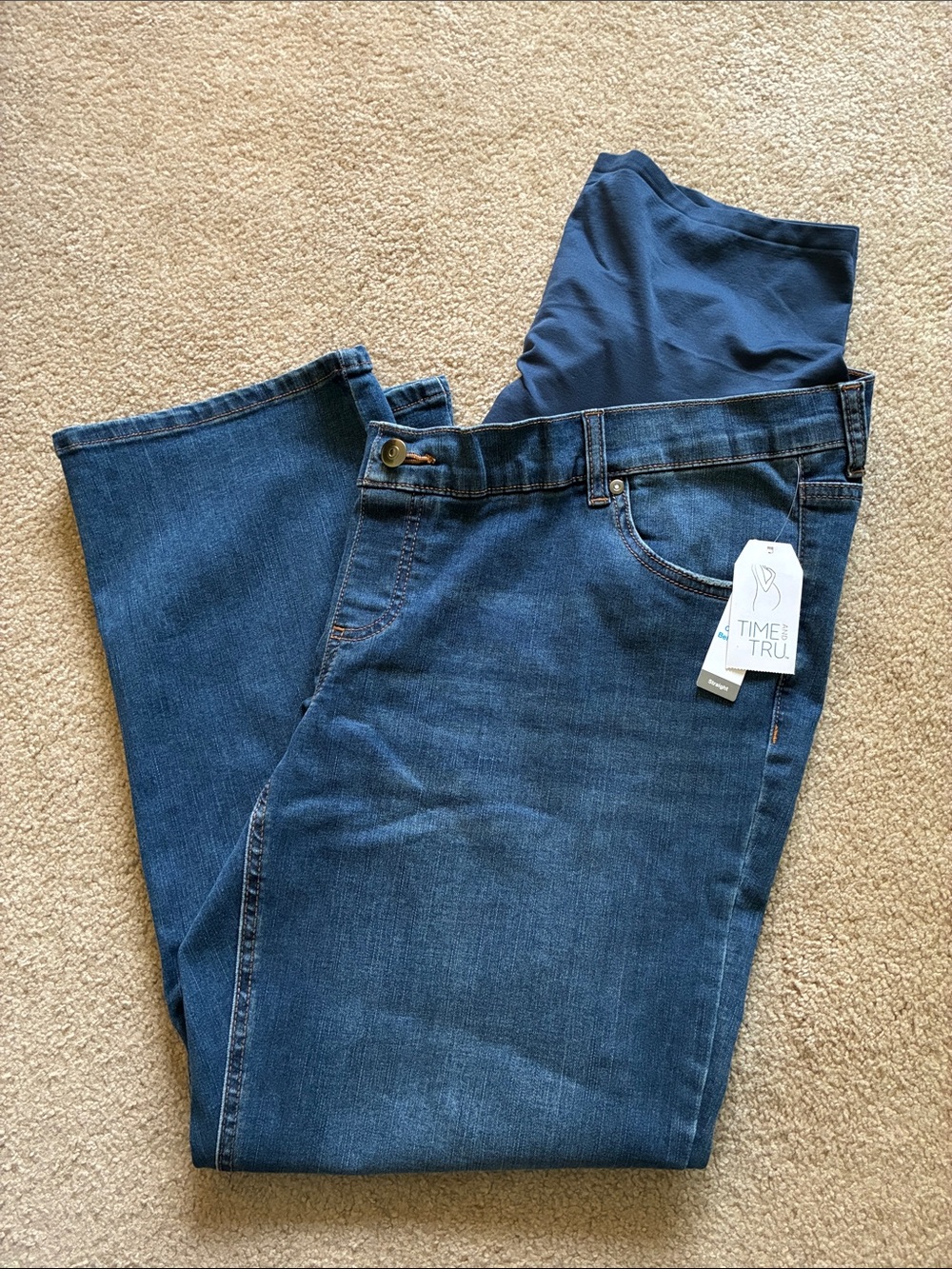 Time and Tru Maternity Straight Leg Comfort Belly Band Jeans - Size XL (16/18)